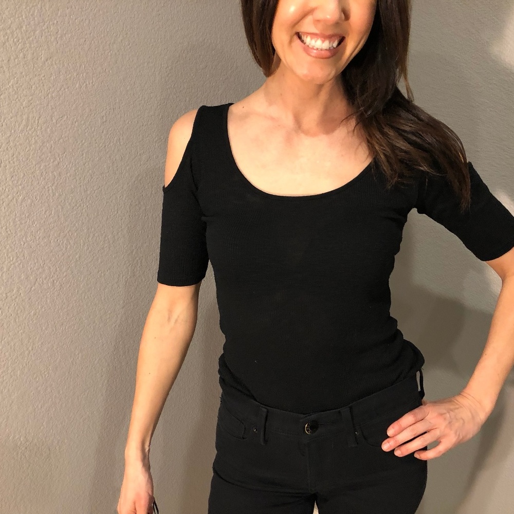 Black Cold Shoulder Top